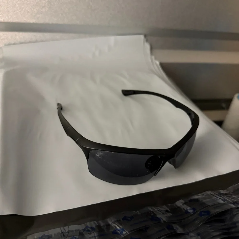 Matte Black Sport Sunglasses Semi-Rimless Wrap Around Performance Shades